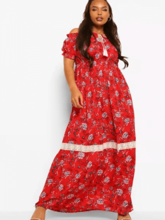 POF LUXURY FASHION WEARS - Boohoo - PLUS OFF SHOULDER BOHO MAXI DRESS