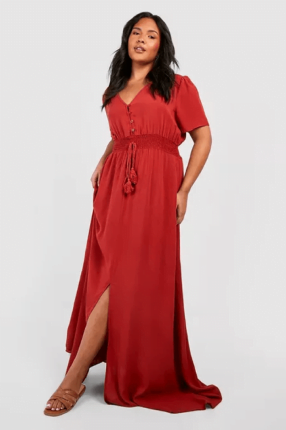 POF LUXURY FASHION WEARS - Boohoo - PLUS RUCHED WAIST MAXI DRESS